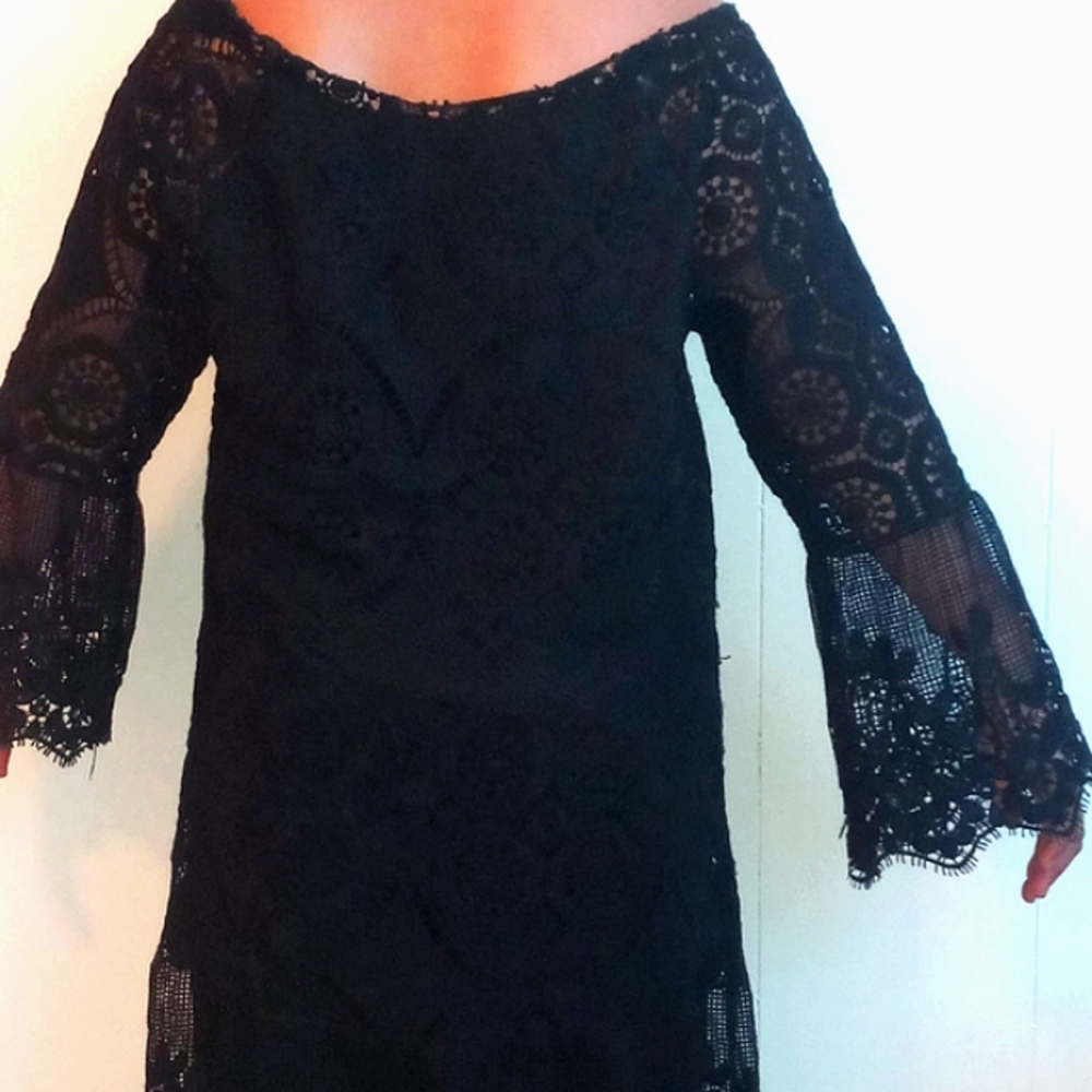 Black lace detail dress